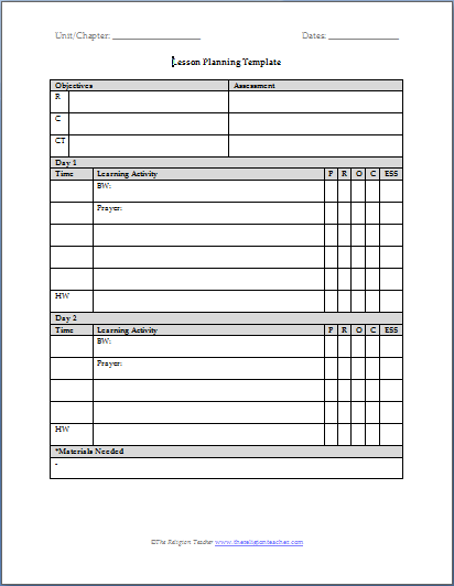 lesson plan template. lesson plan template. Lesson Planning Template (Word