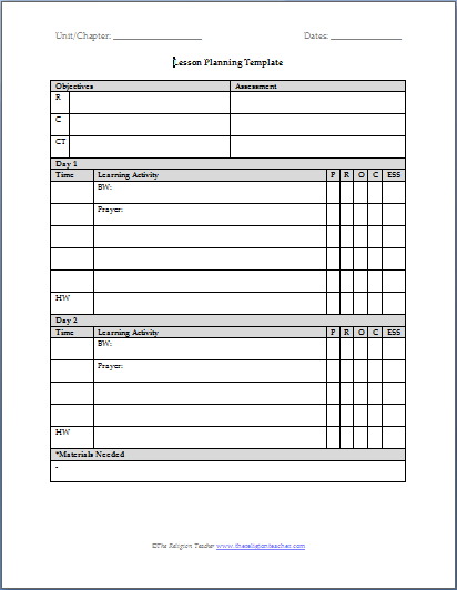 Lession Planning Template