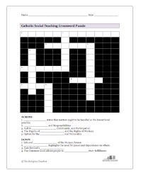 Catholic Social Teaching Crossword Puzzle