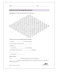 Catholic Social Teaching Crossword Worksheet