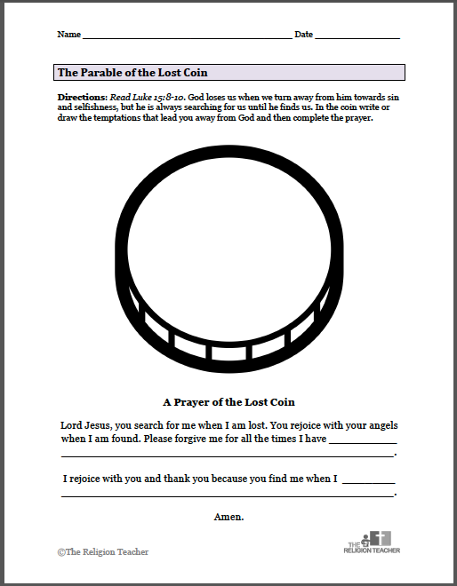 The Parable of the Lost Coin Worksheet