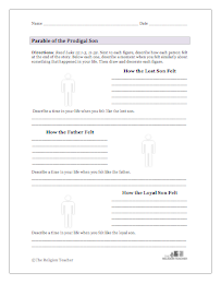 Prodigal Son Worksheet