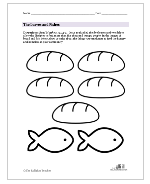 Feeding the 5,000 Loaves and Fishes Worksheet