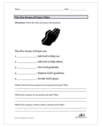 Five Forms of Prayer Video & Worksheet