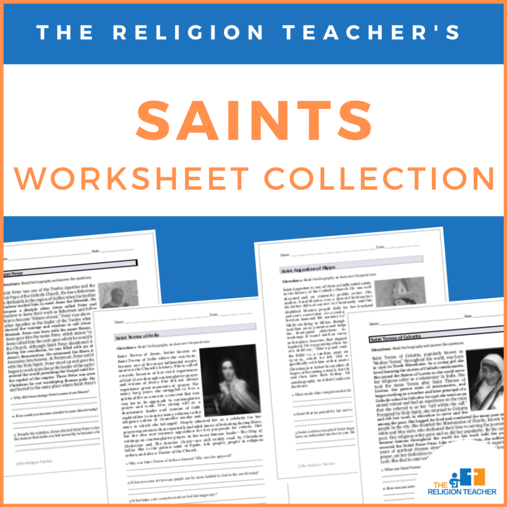 Saints Worksheets from The Religion Teacher