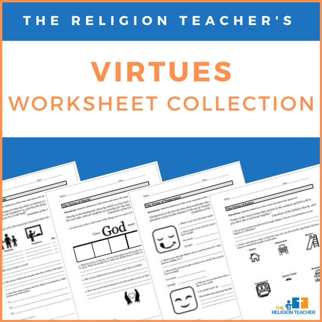 Virtues Worksheets from The Religion Teacher
