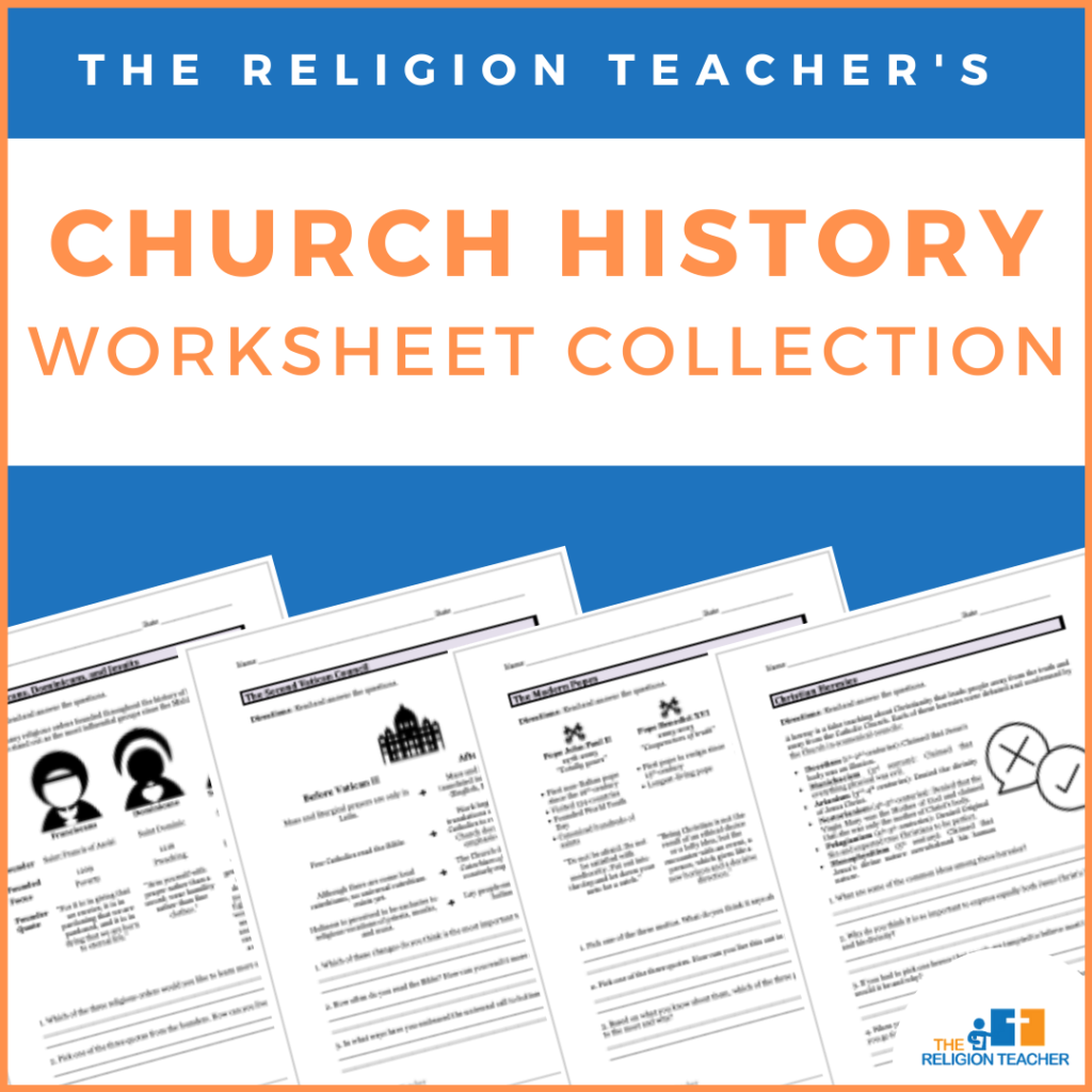 Church History Worksheets from The Religion Teacher