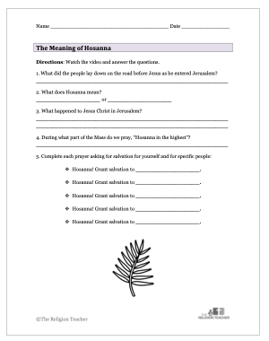 Hosanna Palm Sunday Worksheet